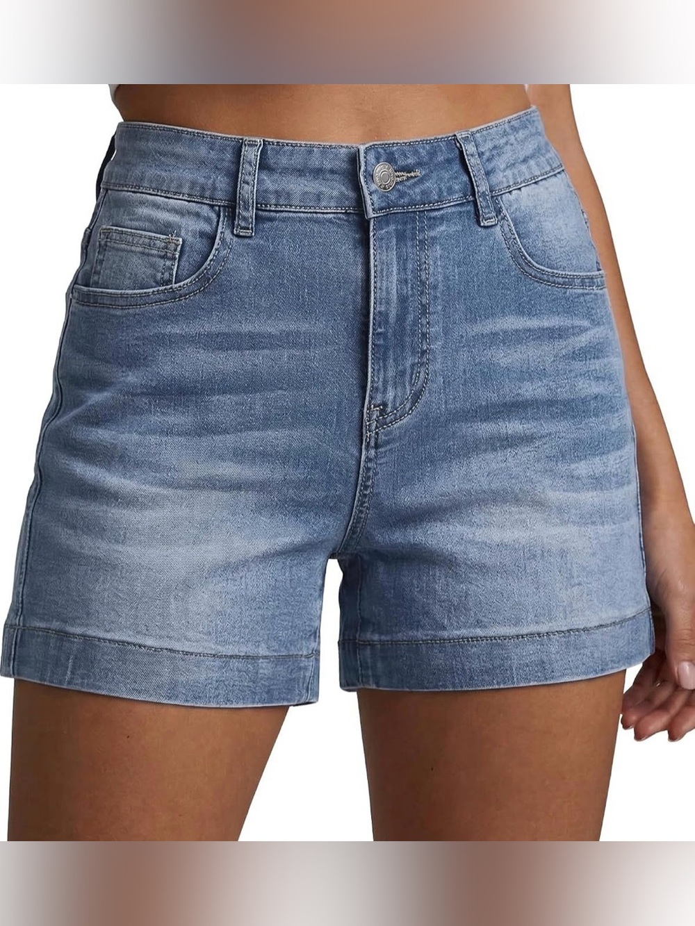 Luvamia Women’s High-Rise Light Blue Denim Shorts - Small
